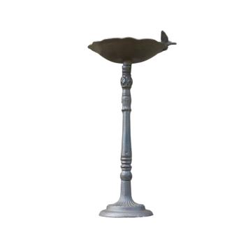 Vogelbad op voet met vogeltje – 58,5 cm – gietijzer – bruin