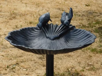 Bain d'oiseaux sur pied en fonte – 80 cm – noir/gris