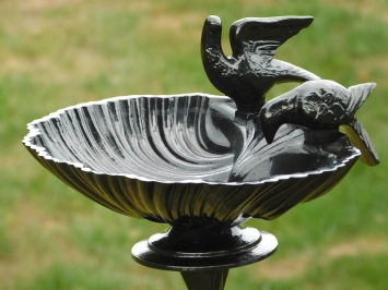Bain d'oiseaux sur pied - aluminium - noir - décoration classique