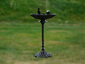 Bain d'oiseaux sur pied - aluminium - noir - décoration classique