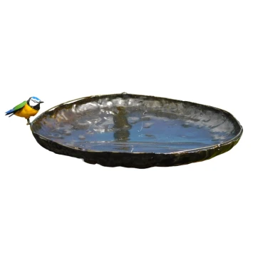 Handgemaakt vogelbad – metaal – 2 vogeltjes – 45 cm