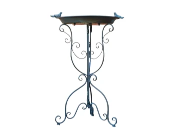 Vogelbad met vogeltjes – rustiek blauw – metaal – 75 cm