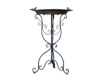 Vogelbad mit Vögelchen – 75 cm – Rustikales Blau – Metall