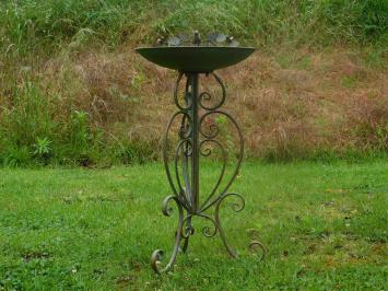 Bain d'oiseaux sur pied avec trois petits oiseaux – métal – 82 cm