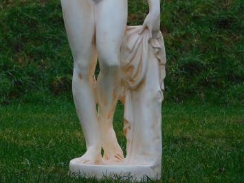 Frau mit Apfel - Polystone Statue - 115 cm - weiß/orange