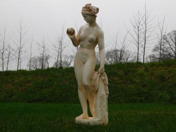 Frau mit Apfel - Polystone Statue - 115 cm - weiß/orange