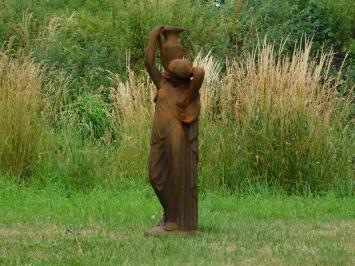Gartenstatue / Wasserspeier, Dame mit Krügen, voller Stein, Brunnen, Oxid
