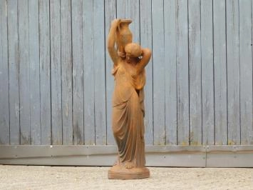 Vrouw met waterkruik - stenen beeld - 91 cm - oxide