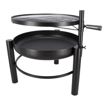 Brasero avec grille barbecue - noir - métal - 69 cm