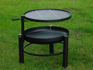 Feuerschale mit Grillrost – schwarz – Metall – 69 cm