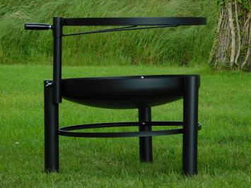Feuerschale mit Grillrost – schwarz – Metall – 69 cm