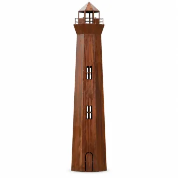 Metalen vuurtoren XL – roestlook – 130 cm hoog