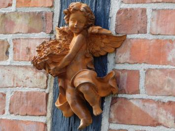 Wand Engel met Bloemen - 30 cm - Gietijzer