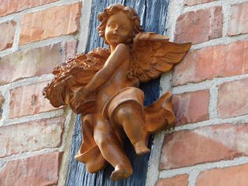 Wand Engel met Bloemen - 30 cm - Gietijzer