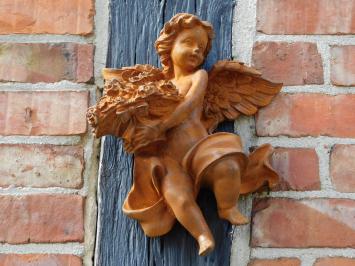 Wand Engel met Bloemen - 30 cm - Gietijzer