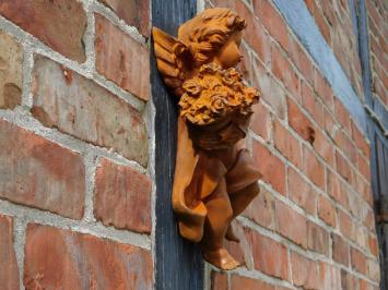 Wand Engel met Bloemen - 30 cm - Gietijzer