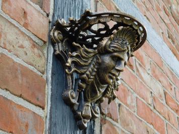  Wandkonsole bronzefarben – Frauenkopf – Gusseisen