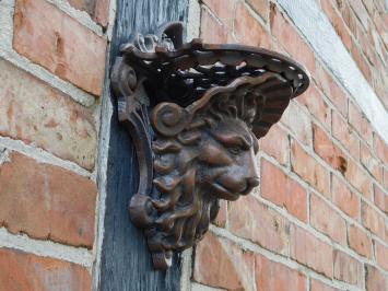 Wandkonsole Löwenkopf - Braun - Gusseisener Ornament