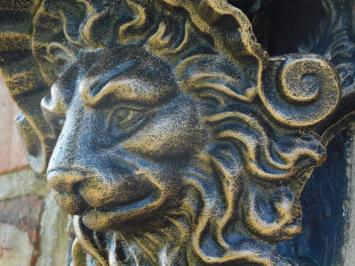 Console murale avec tête de lion - aspect bronze - fonte - 27 cm