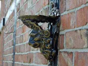 Wandkonsole mit Löwenkopf - Bronzeoptik - Gusseisen - 27 cm
