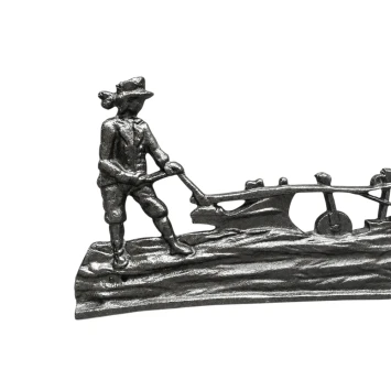 Wandornament gietijzer - boer met paard en ploeg - landelijk