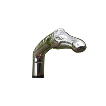 Wandelstok, met paardenhoofd, nikkel