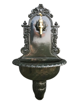 Fontaine murale – 80 cm – aluminium noir avec robinet en laiton