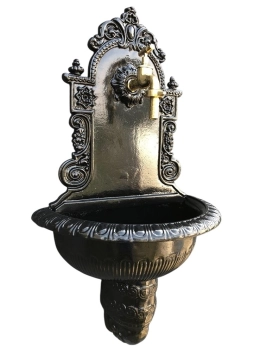 Fontaine murale – 80 cm – aluminium noir avec robinet en laiton