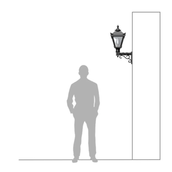 Wandlamp gietijzer - Victoriaans - met kasteelarm - zwart