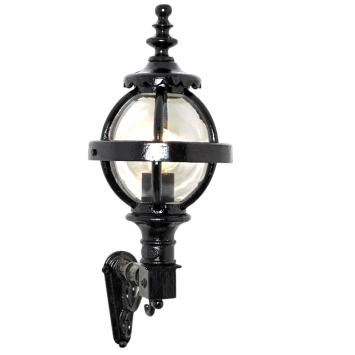 Wandleuchte rund - nach oben - „Globe“ - schwarz - Gusseisen
