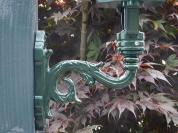 Nostalgische Wandleuchte, Aluminium - grün, dekorativer Arm + mittlerer Lampenschirm