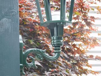 Nostalgische Wandleuchte, Aluminium - grün, dekorativer Arm + mittlerer Lampenschirm