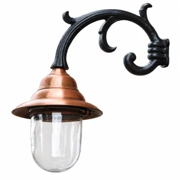 Klassieke wandlamp buiten met koperen kap – 55 cm hoog
