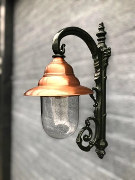 Applique murale nostalgique « Vera » - verte - abat-jour en cuivre