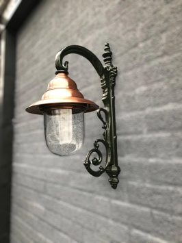 Applique murale nostalgique « Vera » - verte - abat-jour en cuivre