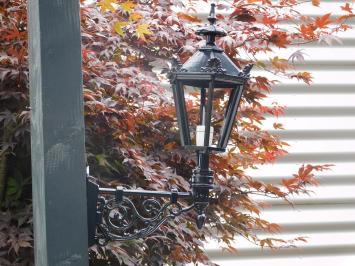 Klassische Außenlampe, Aluminium - schwarz, Schlossarm + kleiner Schirm