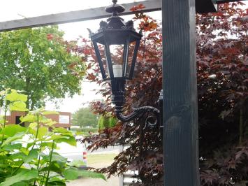 Klassieke tuinlamp / wandlamp, aluminium - zwart, sierlijke arm + kleine kap