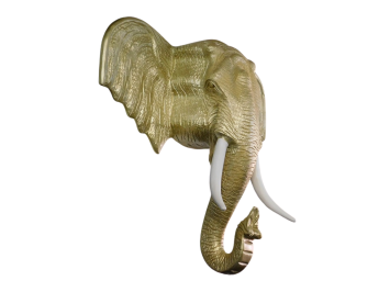 Elefantenkopf-Wandornament XXL - 105 cm - Hellgold - Polystone