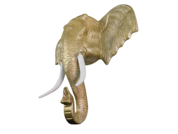 Elefantenkopf-Wandornament XXL - 105 cm - Hellgold - Polystone