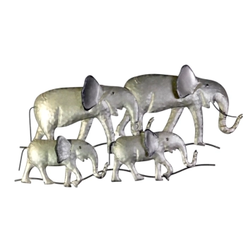 Olifantenfamilie van metaal – 80 cm – wanddecoratie