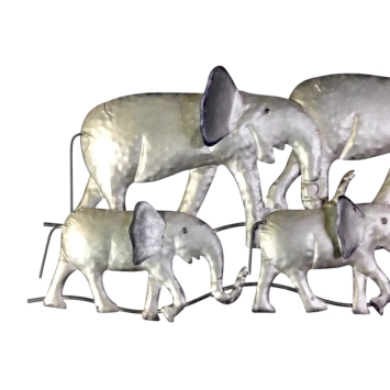 Famille d'éléphants en métal – 80 cm – décoration murale