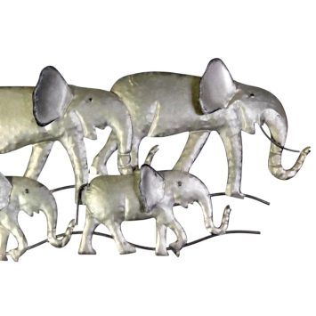 Famille d'éléphants en métal – 80 cm – décoration murale
