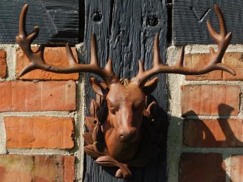 Wandornament Hirschkopf - Braun - Gusseisen oxid