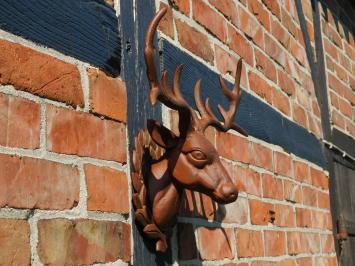 Wandornament Hirschkopf - Braun - Gusseisen oxid