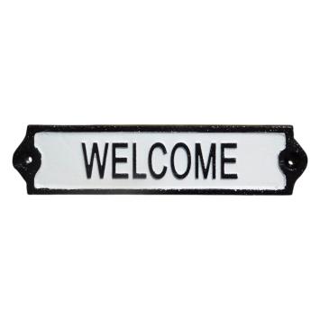 Deurbordje ‘Welcome’ – 21,5 cm – gietijzer zwart/wit