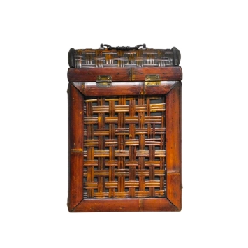 Coffret colonial en bois pour 2 bouteilles de vin - debout - finition bambou