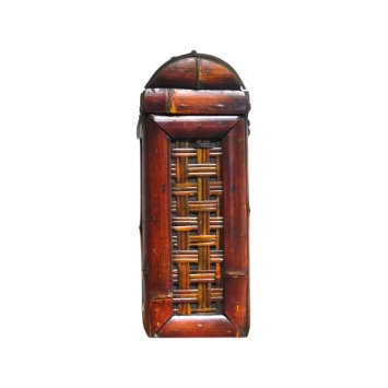 Coffret colonial en bois pour 2 bouteilles de vin - debout - finition bambou