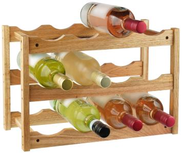 Wijnrek, houten wijnhouder, 12 flessen, modern en klassiek