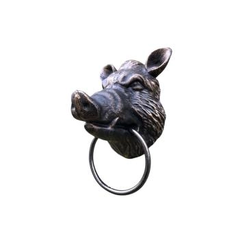 Wildzijn hoofd ijzer in brons-look, met handdoek ring