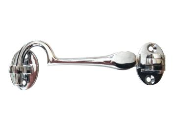 Cabine haak - haak als windhaak sluiting , chrome, 11 cm